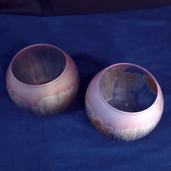 Hand Painted Rueven Glass Candleholders By Nouveau Art - Picture 4 of 6